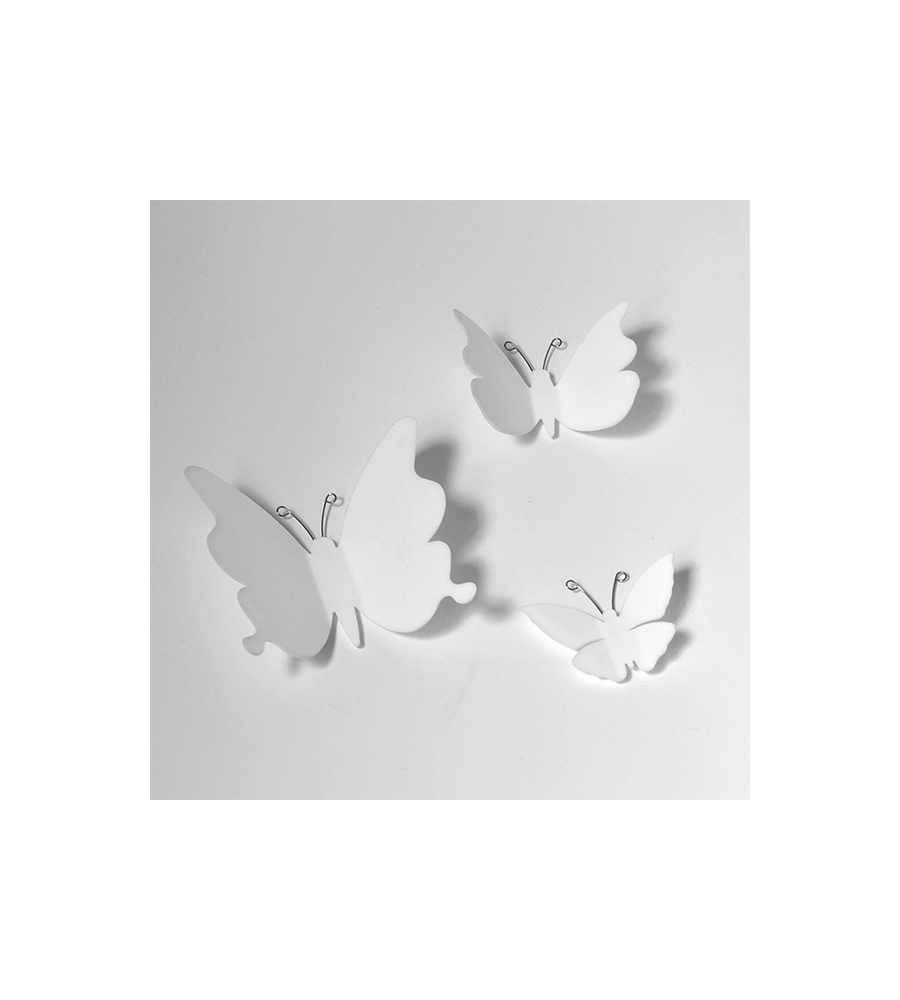 DECORO MURALE 3D "WHITE BUTTERFLIES"